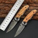Outdoor EDC Klappmesser - Damascus Wood
