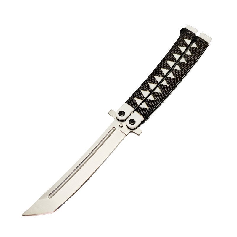 357e4a5199cc5404dc9a7b2ef2a1587.jpg 9,5-Zoll-Samurai-Balisong-Butterfly-Messer im japanischen Stil, Schwarz