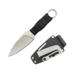 Gerades Outdoor-Messer, hohe Härte, Schärfe, taktisches kleines gerades Messer, mit K-Scheide A-7 Stonewashed/Schwarzer Griff